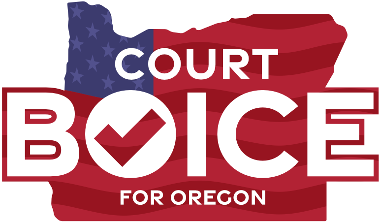 Logo - Court Boice - State Rep - Oregon Map - 2024 R-W-n-Blue